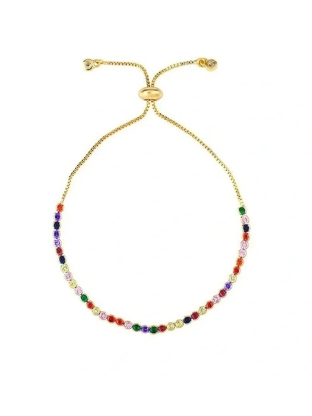 Gold-Tone Multicolor Crystal Adjustable Bracelet